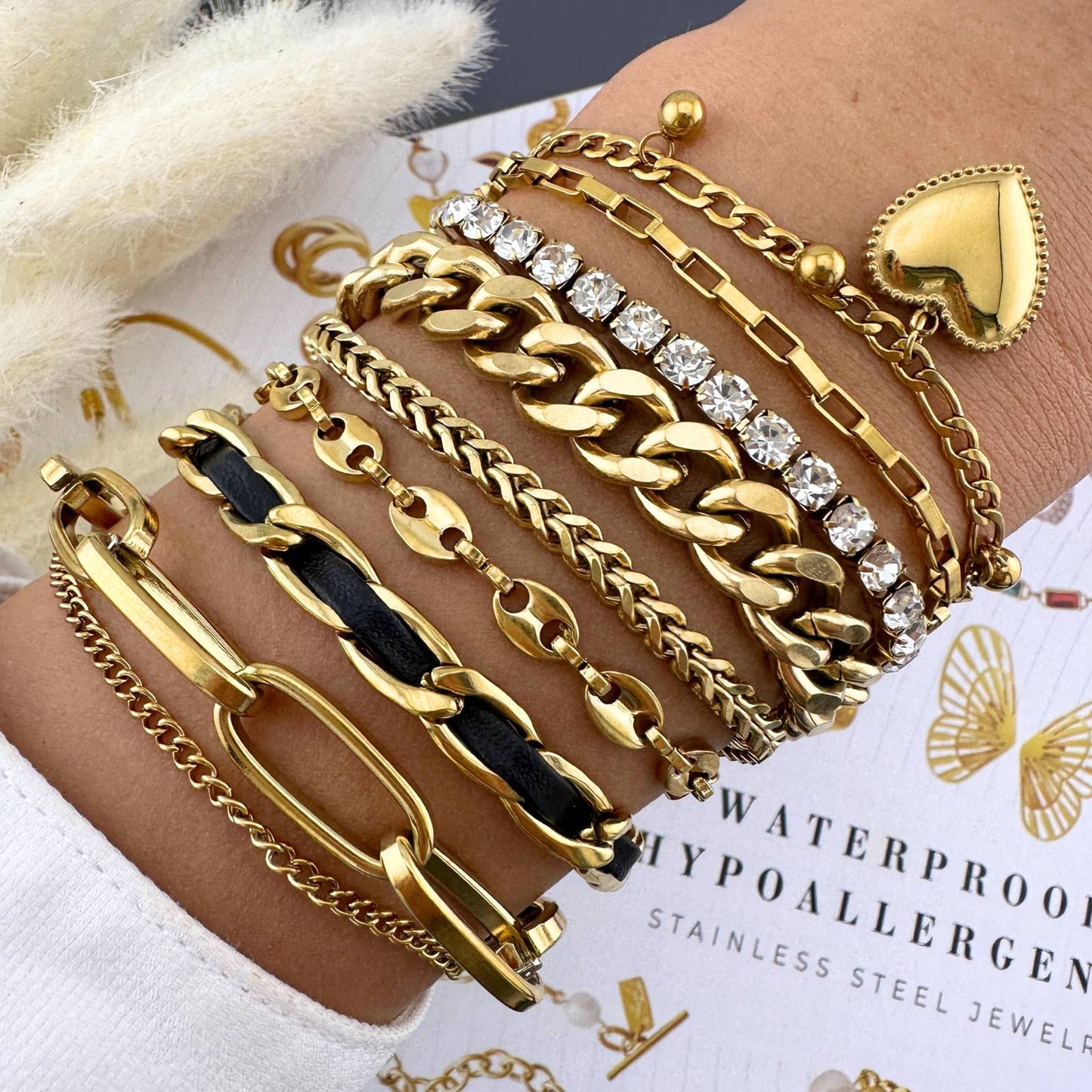 "Tennis" Bracelet, 18K Gold Plated Steel
