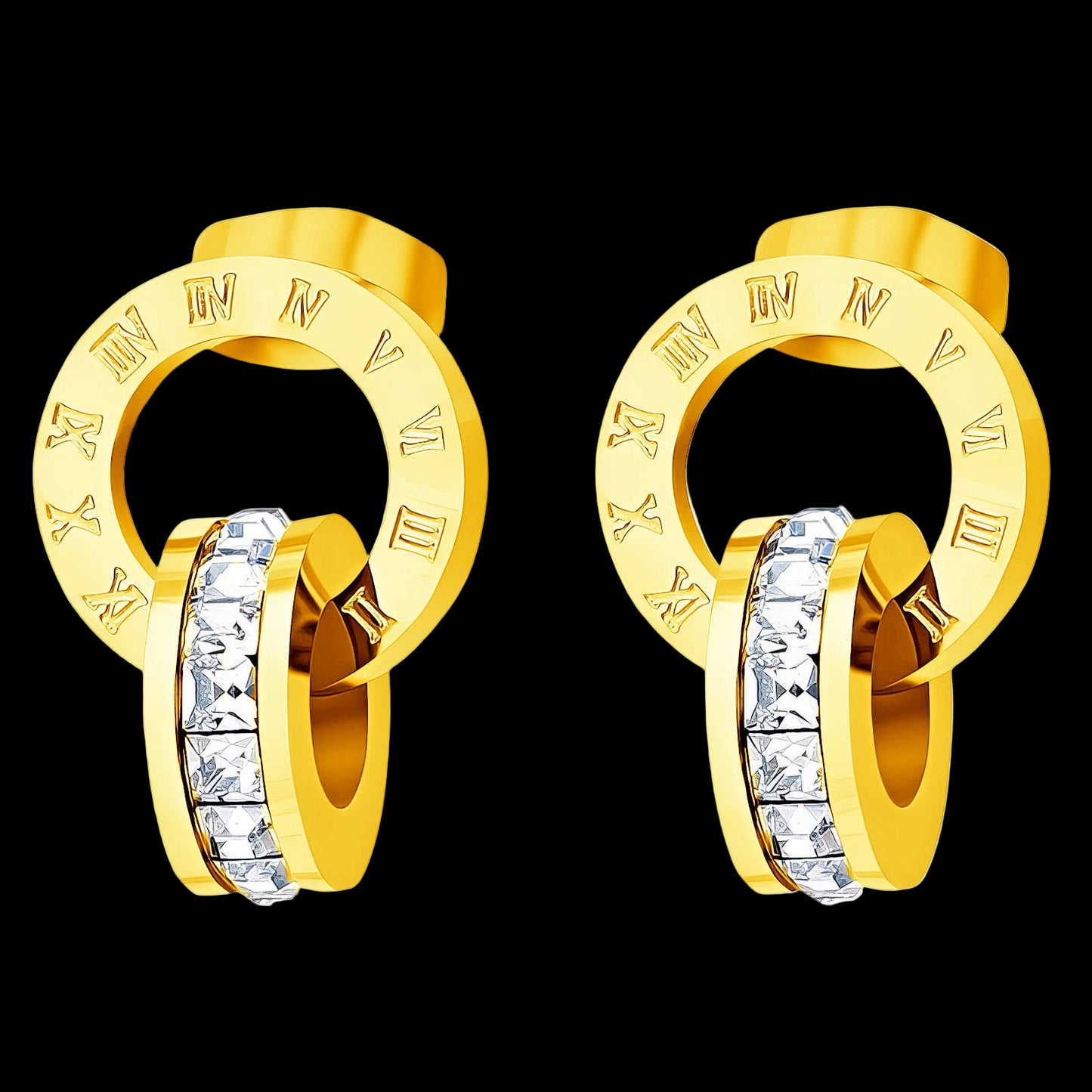 Earrings, 18K Gold Plated Steel