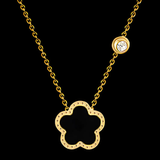 "Flower" Necklace, 18K Gold Plated Steel

