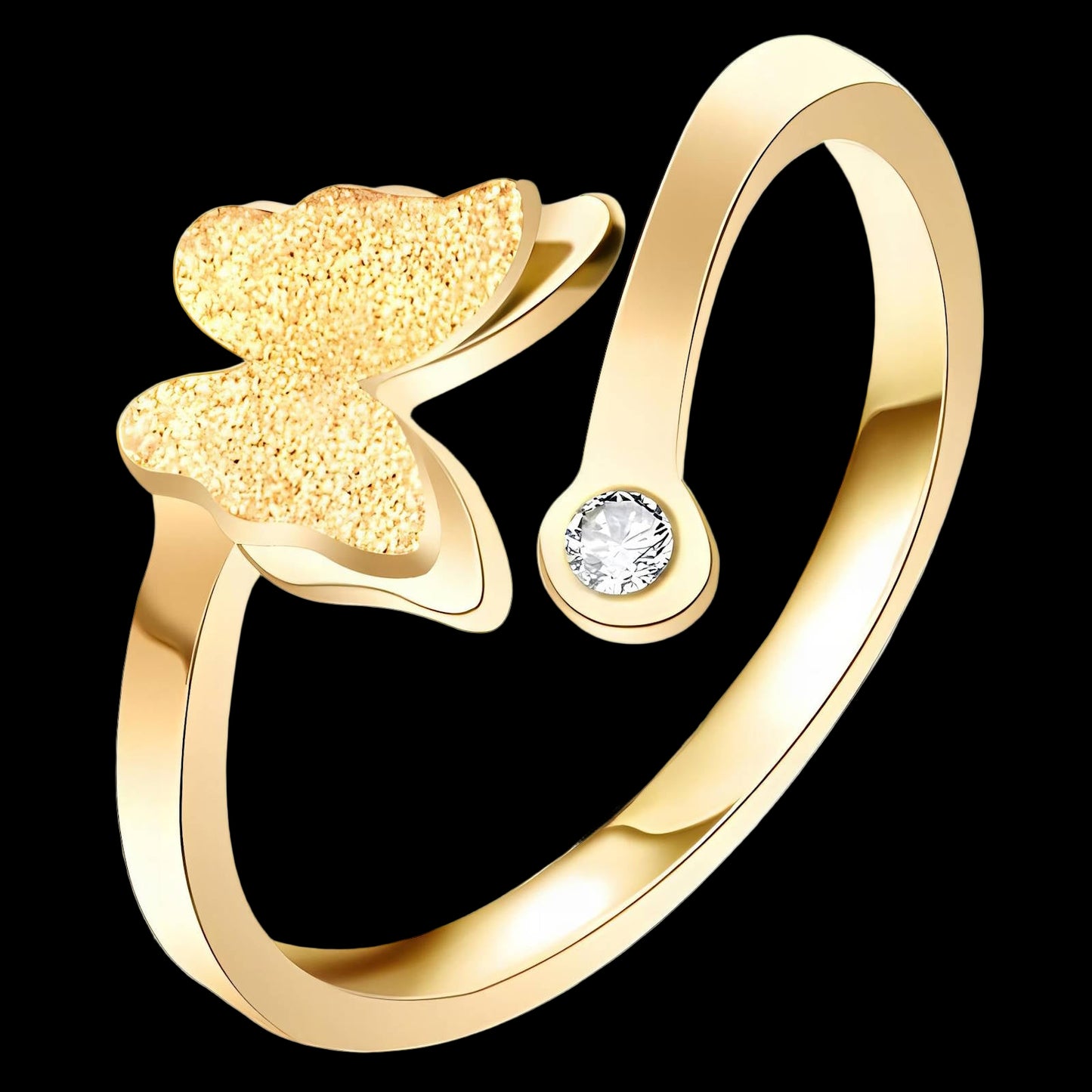 "Butterfly" Ring, 18K Gold Plated Steel