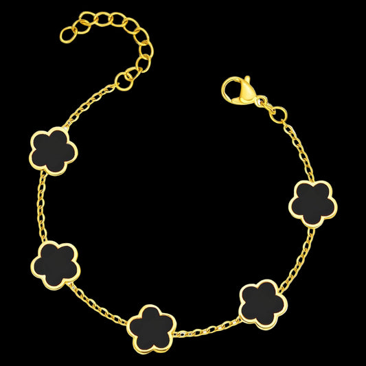 "Flower Meadow" Bracelet, 18K Gold Plated Steel